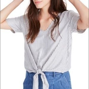Madewell novel striped tie front top